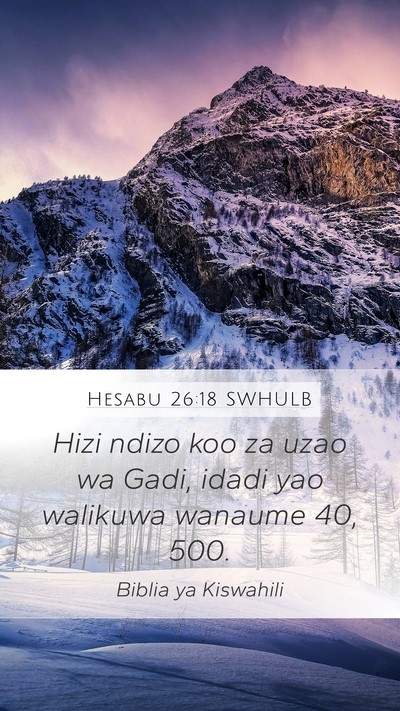 Hesabu 26:18 SWHULB Mobile Phone Wallpaper - Hizi ndizo koo za uzao wa Gadi, idadi yao - Mobile Bible Verse Wallpaper