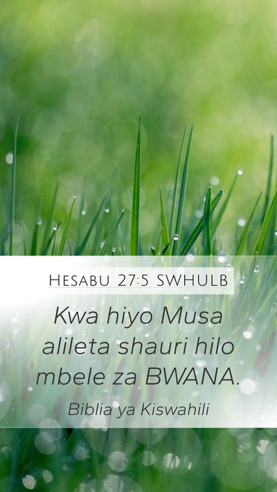 Hesabu 27:5 SWHULB Bible Verse Image