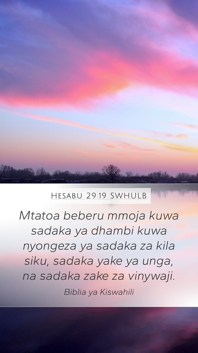 Hesabu 29:19 SWHULB Bible Verse Image