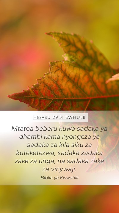 Hesabu 29:31 SWHULB Bible Verse Image