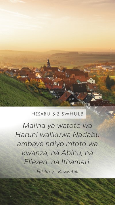 Hesabu 3:2 SWHULB Bible Verse Image