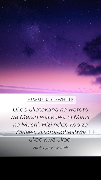 Hesabu 3:20 SWHULB Bible Verse Image