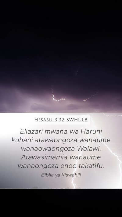 Hesabu 3:32 SWHULB Bible Verse Image