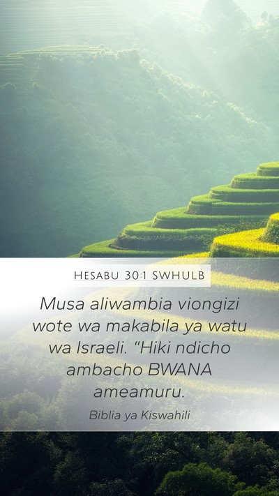 Hesabu 30:1 SWHULB Mobile Phone Wallpaper - Musa aliwambia viongizi wote wa makabila ya watu - Mobile Bible Verse Wallpaper