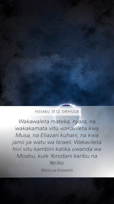 Hesabu 31:12 SWHULB Bible Verse Image