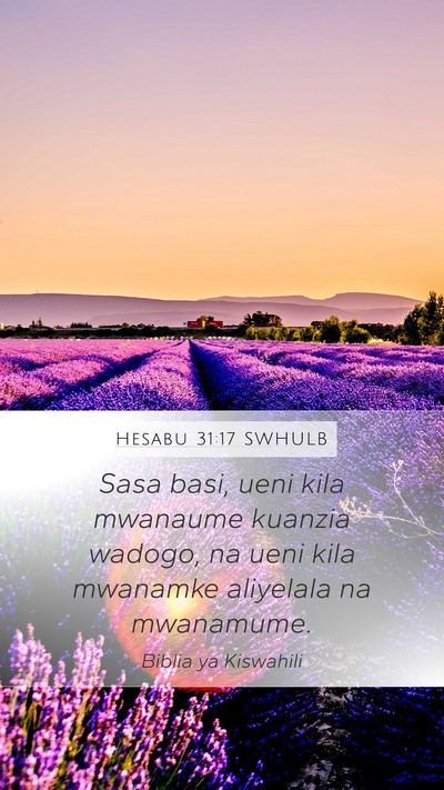 Hesabu 31:17 SWHULB Bible Verse Image