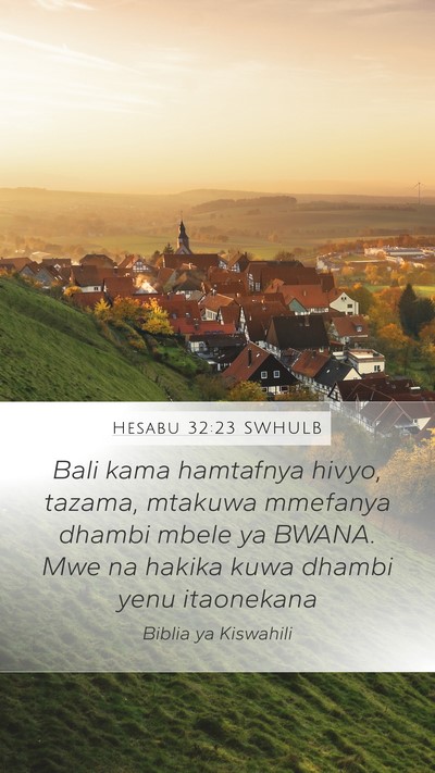 Hesabu 32:23 SWHULB Bible Verse Image