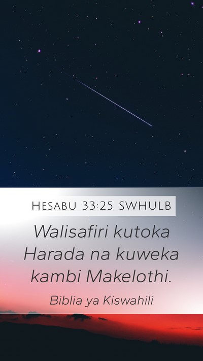 Hesabu 33:25 SWHULB Mobile Phone Wallpaper - Walisafiri kutoka Harada na kuweka kambi - Mobile Bible Verse Wallpaper