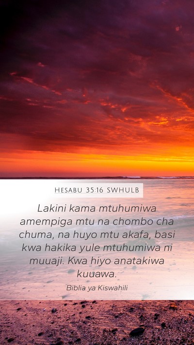 Hesabu 35:16 SWHULB Bible Verse Image