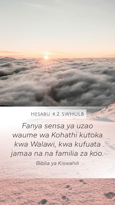Hesabu 4:2 SWHULB Bible Verse Image