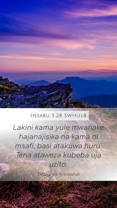 Hesabu 5:28 SWHULB Mobile Phone Wallpaper - Lakini kama yule mwanake hajanajisika na kama ni - Mobile Bible Verse Wallpaper