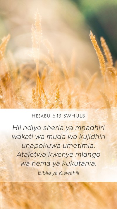 Hesabu 6:13 SWHULB Bible Verse Image
