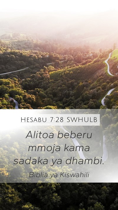 Hesabu 7:28 SWHULB Mobile Phone Wallpaper - Alitoa beberu mmoja kama sadaka ya - Mobile Bible Verse Wallpaper