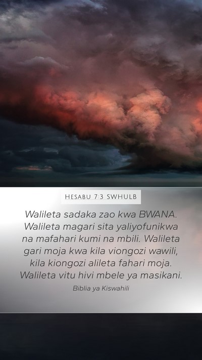 Hesabu 7:3 SWHULB Bible Verse Image