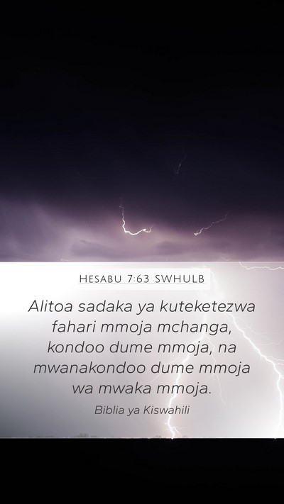 Hesabu 7:63 SWHULB Mobile Phone Wallpaper - Alitoa sadaka ya kuteketezwa fahari mmoja - Mobile Bible Verse Wallpaper