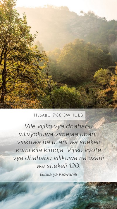 Hesabu 7:86 SWHULB Bible Verse Image