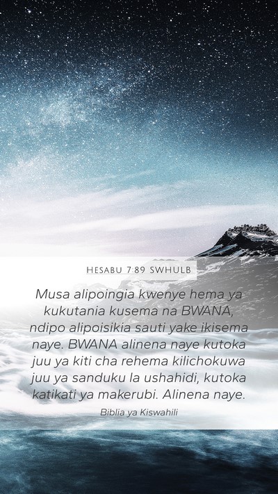 Hesabu 7:89 SWHULB Bible Verse Image