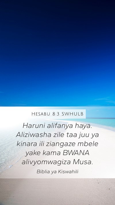 Hesabu 8:3 SWHULB Mobile Phone Wallpaper - Haruni alifanya haya. Aliziwasha zile taa juu ya - Mobile Bible Verse Wallpaper