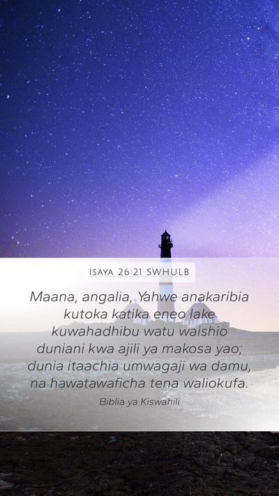 Isaya 26:21 SWHULB Bible Verse Image