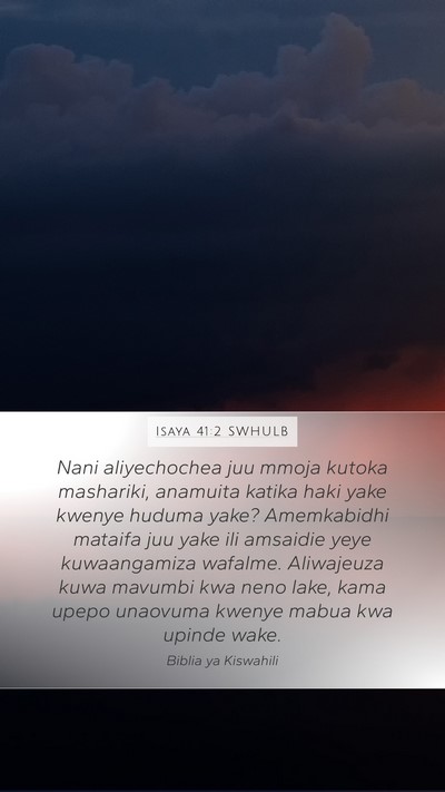 Isaya 41:2 SWHULB Bible Verse Image