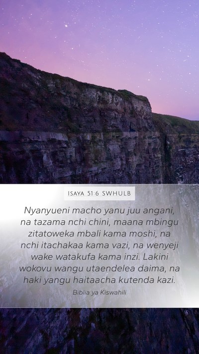 Isaya 51:6 SWHULB Bible Verse Image