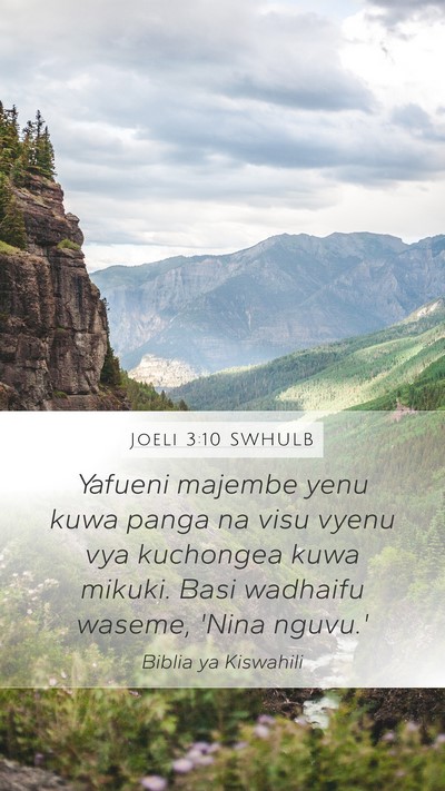 Joeli 3:10 SWHULB Bible Verse Image