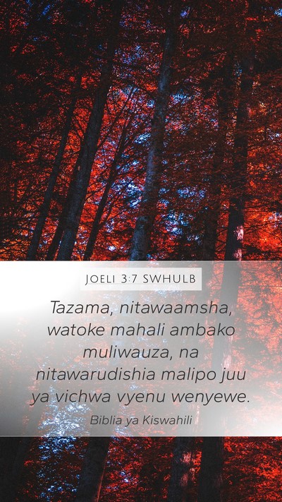Joeli 3:7 SWHULB Mobile Phone Wallpaper - Tazama, nitawaamsha, watoke mahali ambako - Mobile Bible Verse Wallpaper