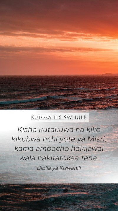Kutoka 11:6 SWHULB Bible Verse Image