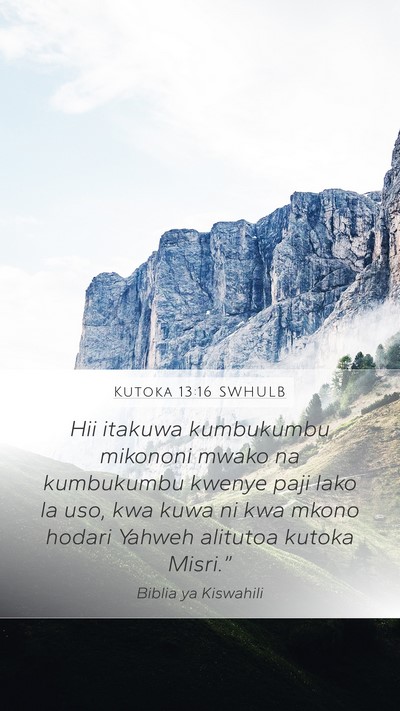 Kutoka 13:16 SWHULB Bible Verse Image