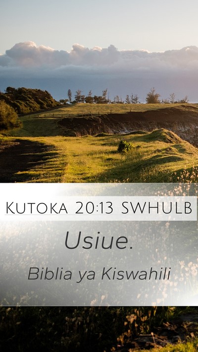 Kutoka 20:13 SWHULB Bible Verse Image
