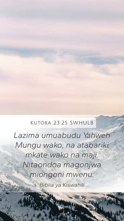 Kutoka 23:25 SWHULB Bible Verse Image