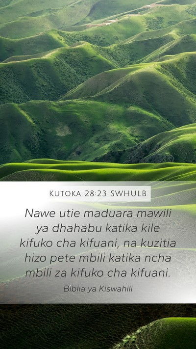 Kutoka 28:23 SWHULB Mobile Phone Wallpaper - Nawe utie maduara mawili ya dhahabu katika kile - Mobile Bible Verse Wallpaper