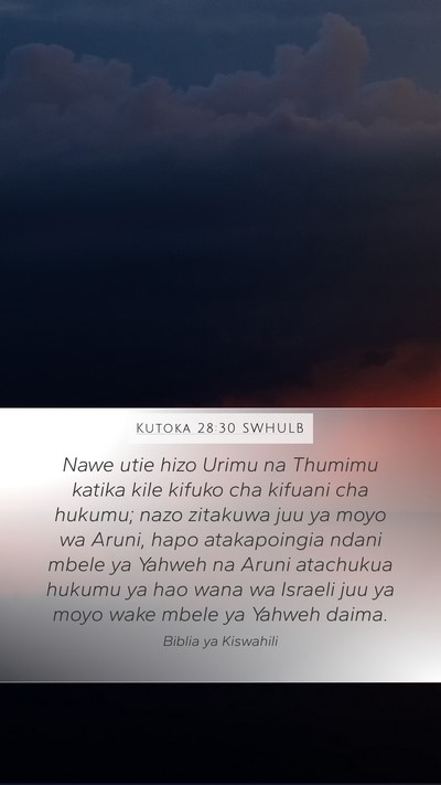 Kutoka 28:30 SWHULB Bible Verse Image