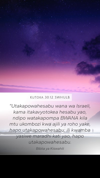 Kutoka 30:12 SWHULB Bible Verse Image