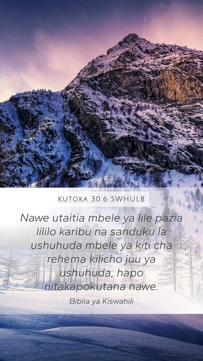 Kutoka 30:6 SWHULB Bible Verse Image
