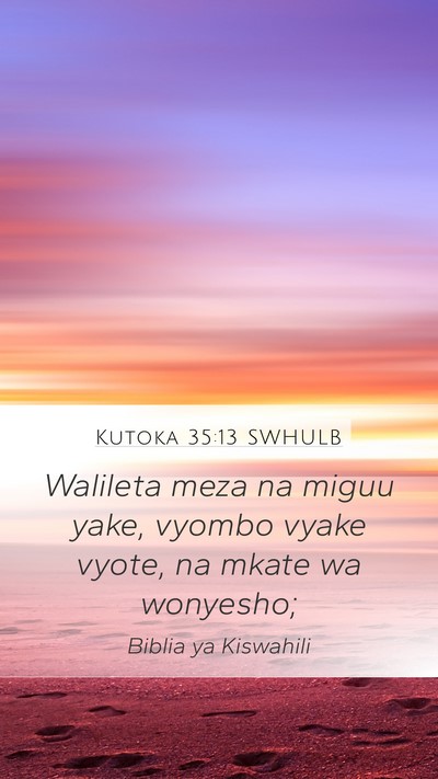 Kutoka 35:13 SWHULB Bible Verse Image