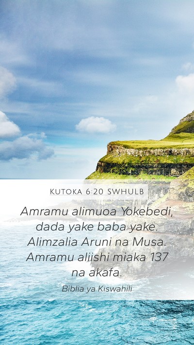 Kutoka 6:20 SWHULB Bible Verse Image
