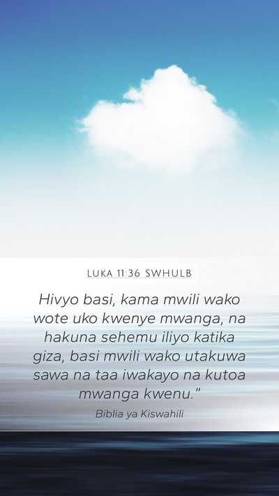 Luka 11:36 SWHULB Mobile Phone Wallpaper - Hivyo basi, kama mwili wako wote uko kwenye - Mobile Bible Verse Wallpaper