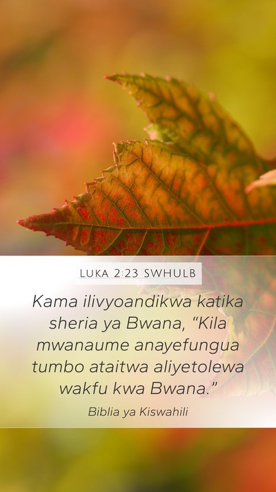 Luka 2:23 SWHULB Mobile Phone Wallpaper - Kama ilivyoandikwa katika sheria ya Bwana, - Mobile Bible Verse Wallpaper