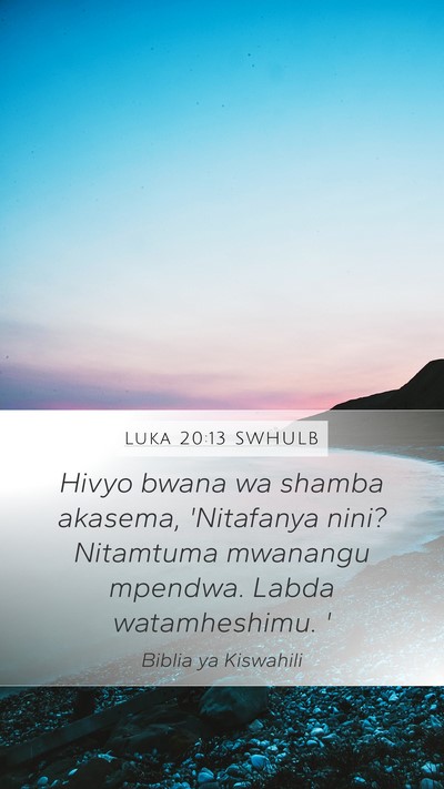 Luka 20:13 SWHULB Mobile Phone Wallpaper - Hivyo bwana wa shamba akasema, 'Nitafanya nini? - Mobile Bible Verse Wallpaper