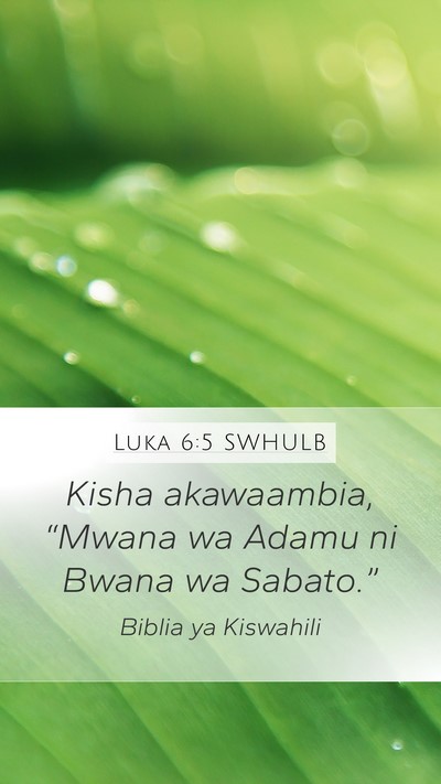 Luka 6:5 SWHULB Mobile Phone Wallpaper - Kisha akawaambia, “Mwana wa Adamu ni Bwana wa - Mobile Bible Verse Wallpaper
