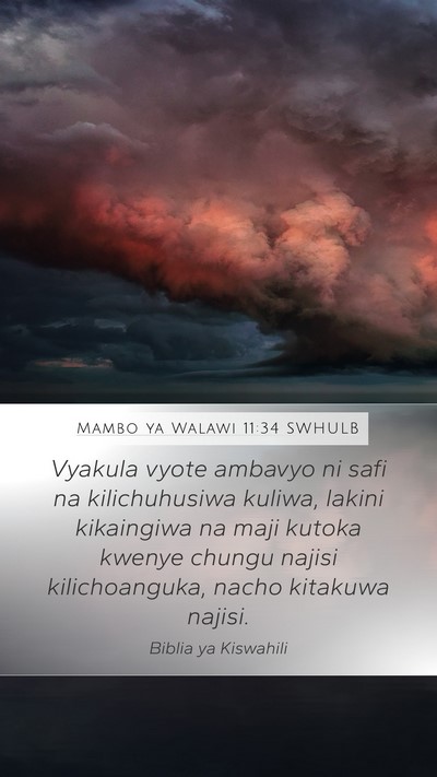 Mambo ya Walawi 11:34 SWHULB Mobile Phone Wallpaper - Vyakula vyote ambavyo ni safi na kilichuhusiwa - Mobile Bible Verse Wallpaper