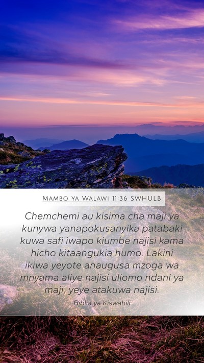 Mambo ya Walawi 11:36 SWHULB Mobile Phone Wallpaper - Chemchemi au kisima cha maji ya kunywa - Mobile Bible Verse Wallpaper