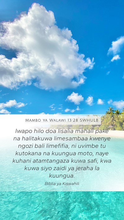 Mambo ya Walawi 13:28 SWHULB Mobile Phone Wallpaper - Iwapo hilo doa lisalia mahali pake na halitakuwa - Mobile Bible Verse Wallpaper
