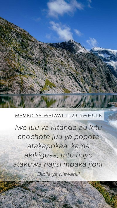 Mambo ya Walawi 15:23 SWHULB Mobile Phone Wallpaper - Iwe juu ya kitanda au kitu chochote juu ya popote - Mobile Bible Verse Wallpaper
