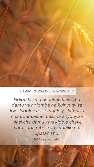 Mambo ya Walawi 16:14 SWHULB Bible Verse Image
