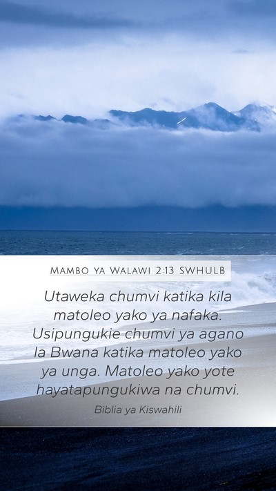 Mambo ya Walawi 2:13 SWHULB Bible Verse Image
