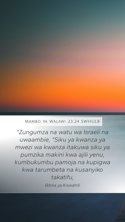 Mambo ya Walawi 23:24 SWHULB Bible Verse Image