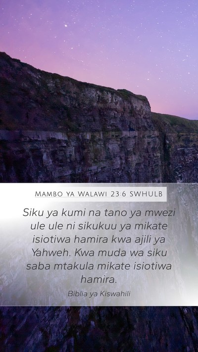 Mambo ya Walawi 23:6 SWHULB Bible Verse Image