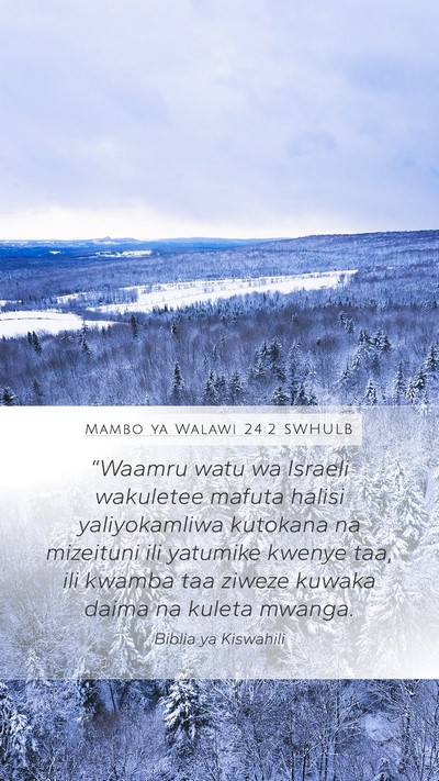 Mambo ya Walawi 24:2 SWHULB Bible Verse Image